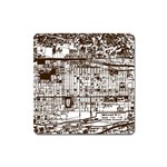 Antique Oriental Town Map  Square Magnet Front