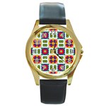 Shapes in shapes 2                                                                 Round Gold Metal Watch Front