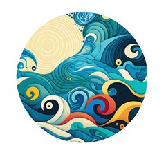 Waves Ocean Sea Abstract Whimsical (2) Mini Round Pill Box