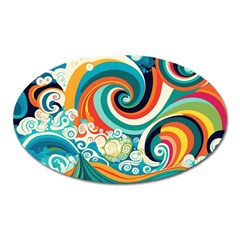 Wave Waves Ocean Sea Abstract Whimsical Oval Magnet by Jancukart