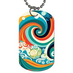 Wave Waves Ocean Sea Abstract Whimsical Dog Tag (one Side)