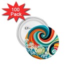 Wave Waves Ocean Sea Abstract Whimsical 1.75  Buttons (100 pack)  Front