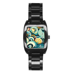 Waves Ocean Sea Abstract Whimsical (1) Stainless Steel Barrel Watch