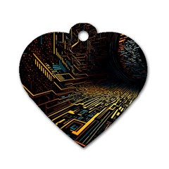 Data Technology Coding Pattern Dog Tag Heart (one Side) by Jancukart