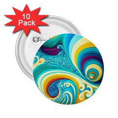 Waves Ocean Sea Abstract Whimsical 2 25  Buttons (10 Pack) 