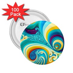 Waves Ocean Sea Abstract Whimsical 2 25  Buttons (100 Pack) 