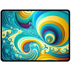 Waves Ocean Sea Abstract Whimsical Fleece Blanket (large)