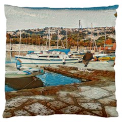 Alone On Gardasee, Italy  Large Premium Plush Fleece Cushion Case (one Side) by ConteMonfrey