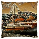 Art boats Garda, Italy. Large Premium Plush Fleece Cushion Case (One Side) Front