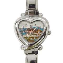 Boats On Lake Garda, Italy  Heart Italian Charm Watch by ConteMonfrey