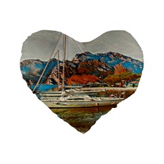 Boats On Lake Garda, Italy  Standard 16  Premium Flano Heart Shape Cushions by ConteMonfrey