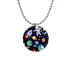 Space Galaxy Seamless Background 1  Button Necklace