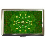 Lotus Bloom In Gold And A Green Peaceful Surrounding Environment Cigarette Money Case Front