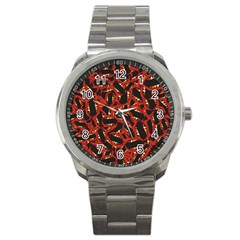 Ugly Open Mouth Graphic Motif Print Pattern Sport Metal Watch by dflcprintsclothing