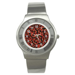 Ugly Open Mouth Graphic Motif Print Pattern Stainless Steel Watch by dflcprintsclothing