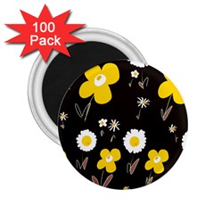 Daisy Flowers White Yellow Brown Black 2 25  Magnets (100 Pack)  by Mazipoodles