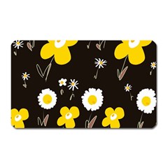 Daisy Flowers White Yellow Brown Black Magnet (rectangular) by Mazipoodles