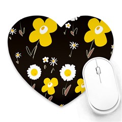 Daisy Flowers White Yellow Brown Black Heart Mousepad by Mazipoodles