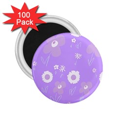 Daisy Flowers Lilac White Lavender Purple 2 25  Magnets (100 Pack)  by Mazipoodles