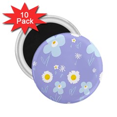 Daisy Flowers Blue White Yellow Lavender 2 25  Magnets (10 Pack)  by Mazipoodles