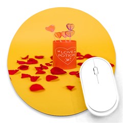 Valentine Day Heart Love Potion Round Mousepad by artworkshop