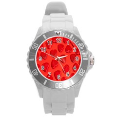 Valentine Day Heart Pattern  Round Plastic Sport Watch (l) by artworkshop