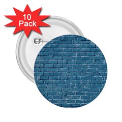 White And Blue Brick Wall 2 25  Buttons (10 Pack)  by artworkshop