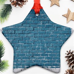 White And Blue Brick Wall Star Ornament (two Sides)