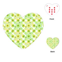 Bitesize Flowers Pearls And Donuts Yellow Green Check White Playing Cards Single Design (heart) by Mazipoodles