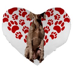 Weimaraner Gifts T- Shirt Cool Weimaraner Valentine Heart Paw Weimaraner Dog Lover Valentine Costume Large 19  Premium Heart Shape Cushions by maxcute