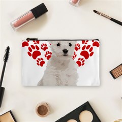 West Highland White Terrier Gift T- Shirt Cute West Highland White Terrier Valentine Heart Paw West Cosmetic Bag (small) by maxcute