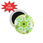 Flowers Pearls And Donuts Green Spearmint Green White 1.75  Magnets (10 pack)  Front