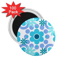 Flowers Pearls And Donuts Pastel Teal Periwinkle Teal White  2 25  Magnets (100 Pack)  by Mazipoodles