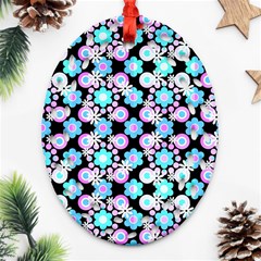 Bitesize Flowers Pearls And Donuts Bubblegum Blue Purple White Ornament (oval Filigree)