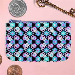 Bitesize Flowers Pearls And Donuts Bubblegum Blue Purple White Large Coin Purse by Mazipoodles