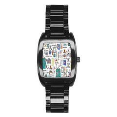 Medical Biology Detail Medicine Psychedelic Science Abstract Abstraction Chemistry Genetics Art Patt Stainless Steel Barrel Watch