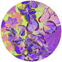 Purple Leaves Wooden Puzzle Round by DinkovaArt