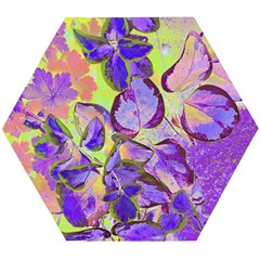 Purple Leaves Wooden Puzzle Hexagon by DinkovaArt