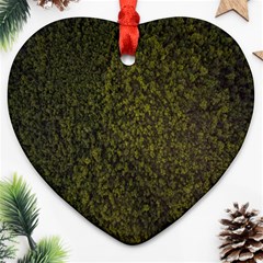 Green Grunge Background Heart Ornament (two Sides)