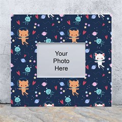 Cute-astronaut-cat-with-star-galaxy-elements-seamless-pattern White Wall Photo Frame 5  X 7  by Vaneshart