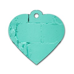 Teal Brick Texture Dog Tag Heart (one Side)