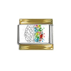 Brain-mind-psychology-idea-drawing Gold Trim Italian Charm (9mm)