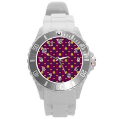 Background Graphic Decor Backdrop Round Plastic Sport Watch (l)