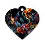 Flowers Flame Abstract Floral Dog Tag Heart (Two Sides) Back