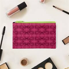 Elegant Pink Floral Geometric Pattern Cosmetic Bag (xs) by dflcprintsclothing