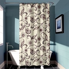 White And Brown Floral Wallpaper Flowers Background Pattern Shower Curtain 36  X 72  (stall) 