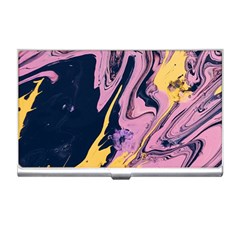 Pink Black And Yellow Abstract Painting Business Card Holder