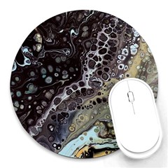 Black Marble Abstract Pattern Texture Round Mousepad by Jancukart