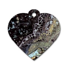 Black Marble Abstract Pattern Texture Dog Tag Heart (two Sides)