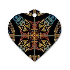 Abstract, Pattern Arabesque Design Tile Decoration Seamless Dog Tag Heart (one Side)